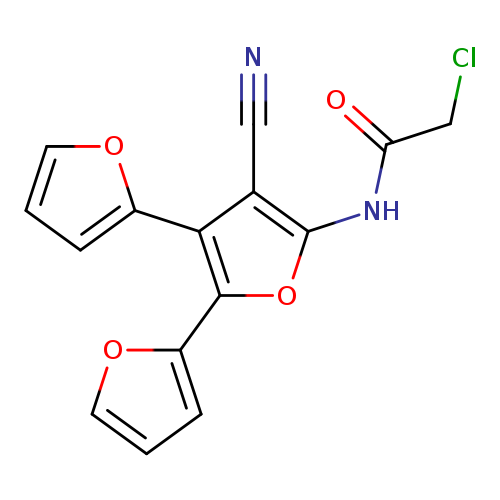 ClCC(=O)Nc1oc(c(c1C#N)c1ccco1)c1ccco1