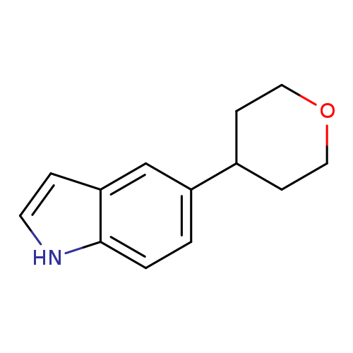 O1CCC(CC1)c1ccc2c(c1)cc[nH]2