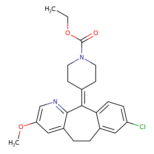 CCOC(=O)N1CCC(=C2c3ccc(cc3CCc3c2ncc(c3)OC)Cl)CC1