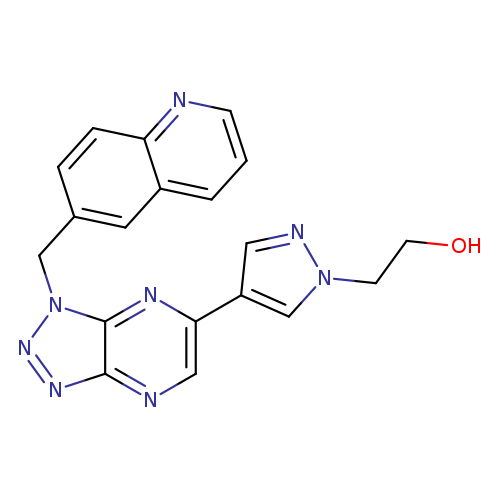 OCCn1ncc(c1)c1cnc2c(n1)n(nn2)Cc1ccc2c(c1)cccn2