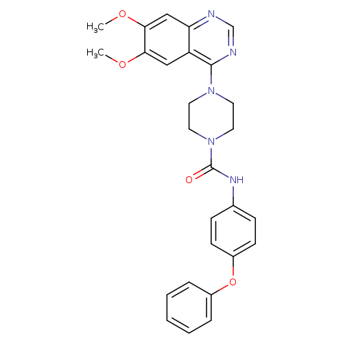 COc1cc2c(cc1OC)ncnc2N1CCN(CC1)C(=O)Nc1ccc(cc1)Oc1ccccc1