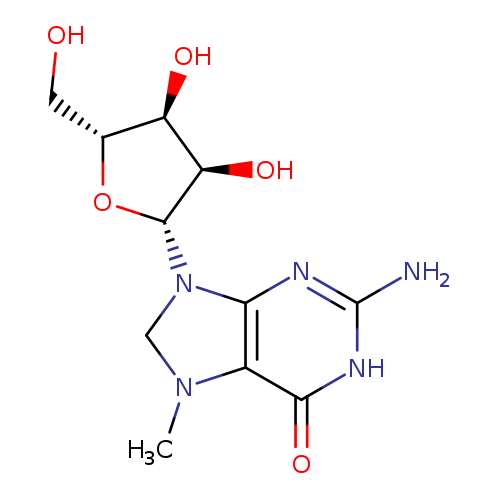 OC[C@H]1O[C@H]([C@@H]([C@@H]1O)O)N1CN(c2c1nc(N)[nH]c2=O)C