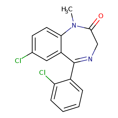 Clc1ccc2c(c1)C(=NCC(=O)N2C)c1ccccc1Cl