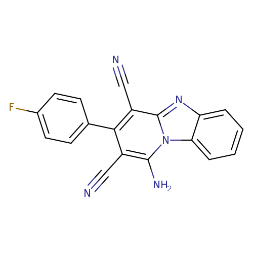 N#Cc1c(c2ccc(cc2)F)c(C#N)c2n(c1N)c1ccccc1n2