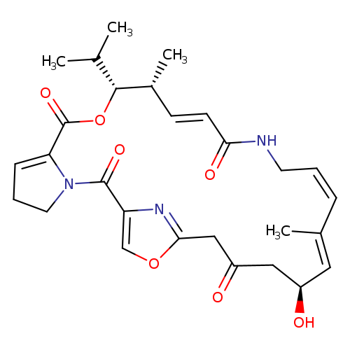 O=C1NC/C=CC(=C[C@@H](O)CC(=O)Cc2nc(C(=O)N3C(=CCC3)C(=O)O[C@@H]([C@@H](/C=C/1)C)C(C)C)co2)C