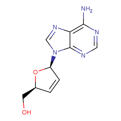 OC[C@@H]1C=C[C@@H](O1)n1cnc2c1ncnc2N