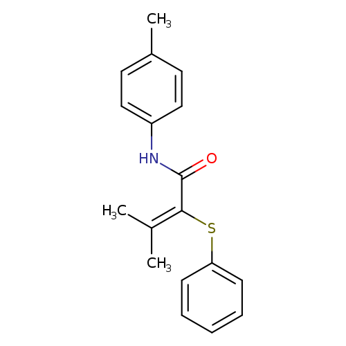 Cc1ccc(cc1)NC(=O)C(=C(C)C)Sc1ccccc1