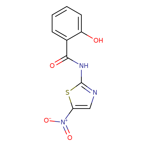 O=C(c1ccccc1O)Nc1ncc(s1)[N+](=O)[O-]