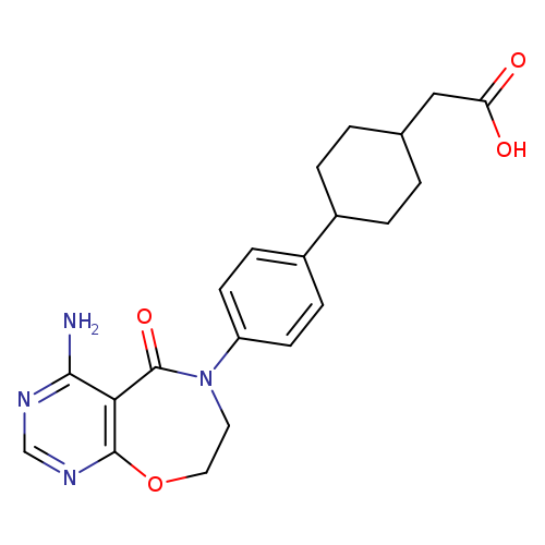 OC(=O)CC1CCC(CC1)c1ccc(cc1)N1CCOc2c(C1=O)c(N)ncn2