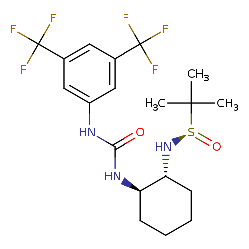 O=C(Nc1cc(cc(c1)C(F)(F)F)C(F)(F)F)N[C@@H]1CCCC[C@H]1N[S@](=O)C(C)(C)C