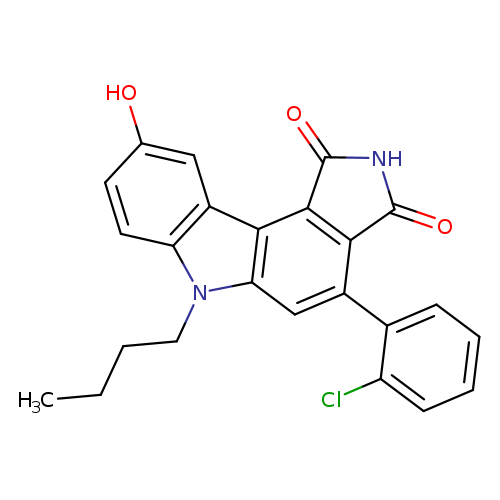 CCCCn1c2ccc(cc2c2c1cc(c1ccccc1Cl)c1c2c(=O)[nH]c1=O)O
