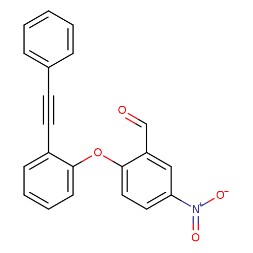 O=Cc1cc(ccc1Oc1ccccc1C#Cc1ccccc1)[N+](=O)[O-]
