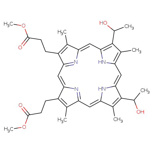 COC(=O)CCC1=C(C)C2=Cc3[nH]c(c(c3C)C(O)C)C=c3[nH]c(=CC4=NC(=CC1=N2)C(=C4C)CCC(=O)OC)c(C(O)C)c3C