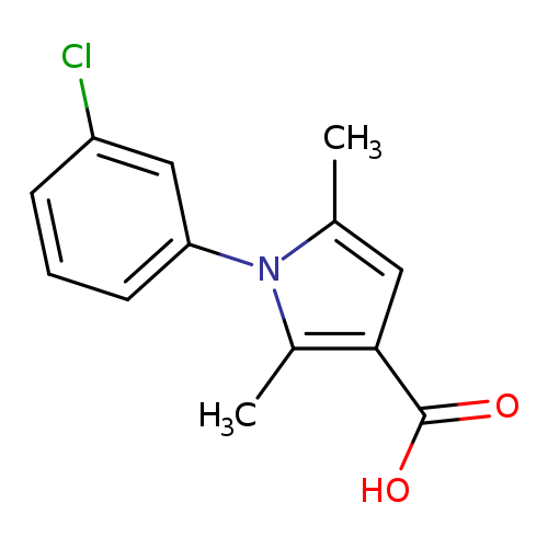 Clc1cccc(c1)n1c(C)cc(c1C)C(=O)O