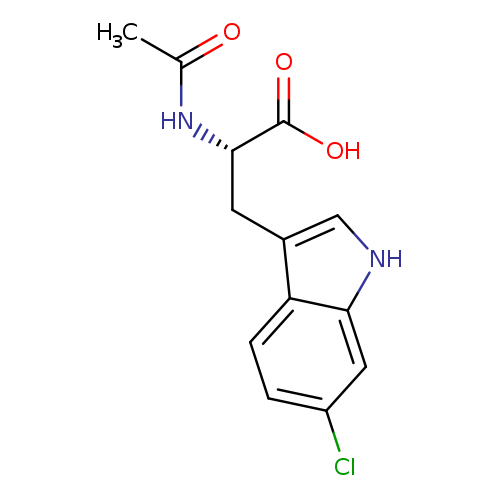 CC(=O)N[C@H](C(=O)O)Cc1c[nH]c2c1ccc(c2)Cl