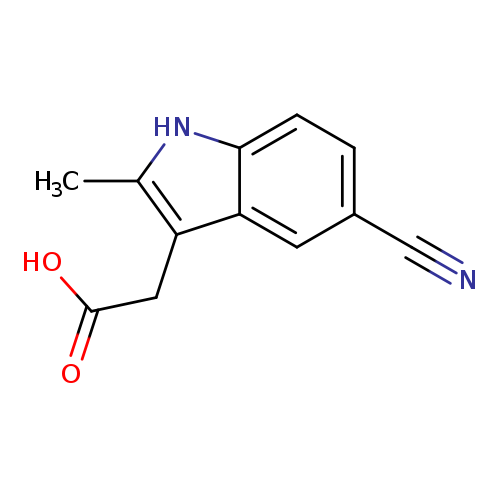 N#Cc1ccc2c(c1)c(CC(=O)O)c([nH]2)C