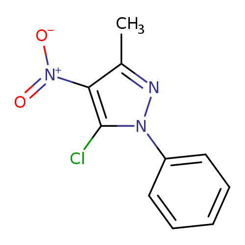 [O-][N+](=O)c1c(C)nn(c1Cl)c1ccccc1