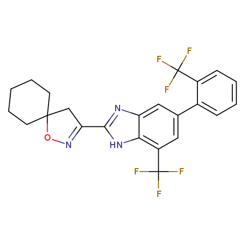 FC(c1cc(cc2c1[nH]c(n2)C1=NOC2(C1)CCCCC2)c1ccccc1C(F)(F)F)(F)F