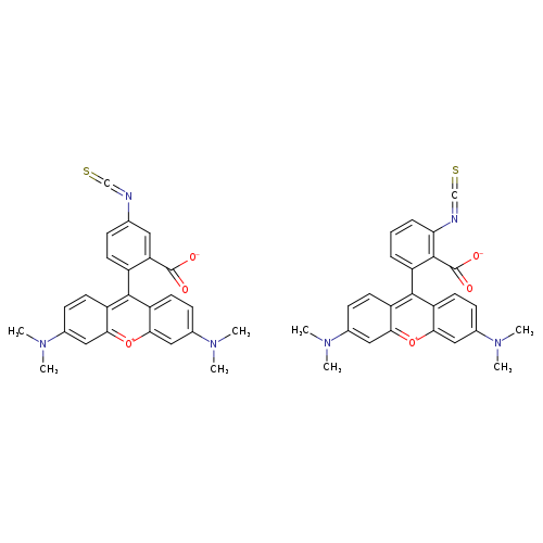 S=C=Nc1cccc(c1C(=O)[O-])c1c2ccc(cc2[o+]c2c1ccc(c2)N(C)C)N(C)C.S=C=Nc1ccc(c(c1)C(=O)[O-])c1c2ccc(cc2[o+]c2c1ccc(c2)N(C)C)N(C)C