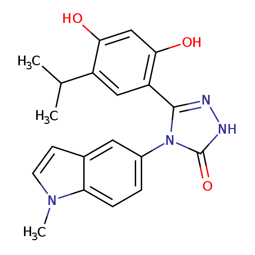 Oc1cc(O)c(cc1c1n[nH]c(=O)n1c1ccc2c(c1)ccn2C)C(C)C
