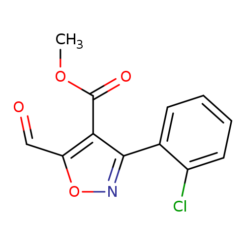 COC(=O)c1c(C=O)onc1c1ccccc1Cl