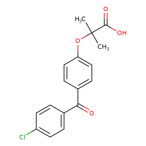 Clc1ccc(cc1)C(=O)c1ccc(cc1)OC(C(=O)O)(C)C