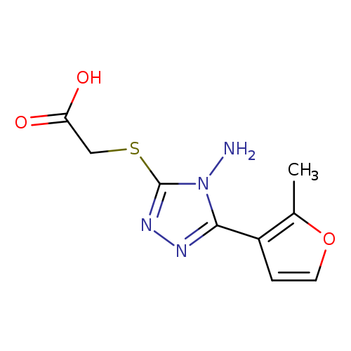 Cc1occc1c1nnc(n1N)SCC(=O)O