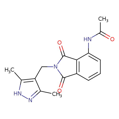 CC(=O)Nc1cccc2c1C(=O)N(C2=O)Cc1c(C)n[nH]c1C