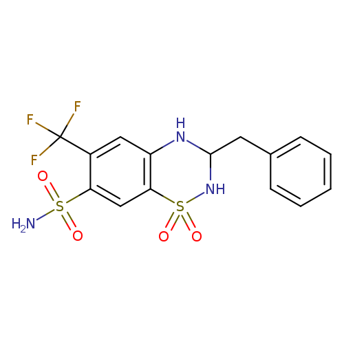 O=S1(=O)NC(Cc2ccccc2)Nc2c1cc(c(c2)C(F)(F)F)S(=O)(=O)N