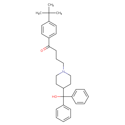 O=C(c1ccc(cc1)C(C)(C)C)CCCN1CCC(CC1)C(c1ccccc1)(c1ccccc1)O