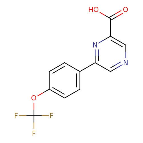 OC(=O)c1cncc(n1)c1ccc(cc1)OC(F)(F)F