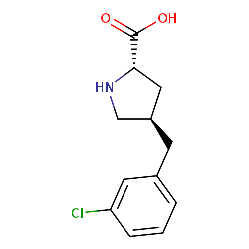 OC(=O)[C@H]1NC[C@@H](C1)Cc1cccc(c1)Cl