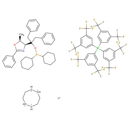C1[CH][CH]CC[CH][CH]C1.FC(c1cc(cc(c1)C(F)(F)F)[B-](c1cc(cc(c1)C(F)(F)F)C(F)(F)F)(c1cc(cc(c1)C(F)(F)F)C(F)(F)F)c1cc(cc(c1)C(F)(F)F)C(F)(F)F)(F)F.C[C@@H]1OC(=N[C@@H]1C(Cc1ccccc1)(Cc1ccccc1)OP(C1CCCCC1)C1CCCCC1)c1ccccc1.[Ir+]