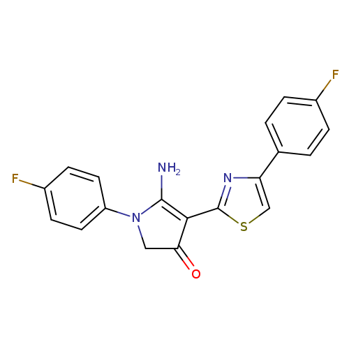 Fc1ccc(cc1)c1csc(n1)C1=C(N)N(CC1=O)c1ccc(cc1)F