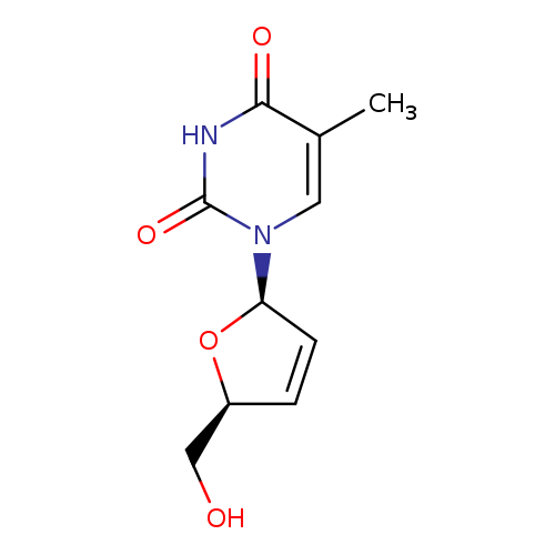 Cc1cn([C@@H]2O[C@@H](C=C2)CO)c(=O)[nH]c1=O