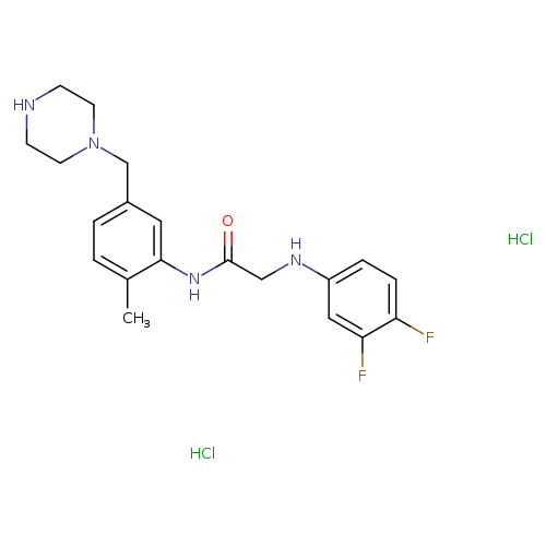 O=C(Nc1cc(ccc1C)CN1CCNCC1)CNc1ccc(c(c1)F)F.Cl.Cl