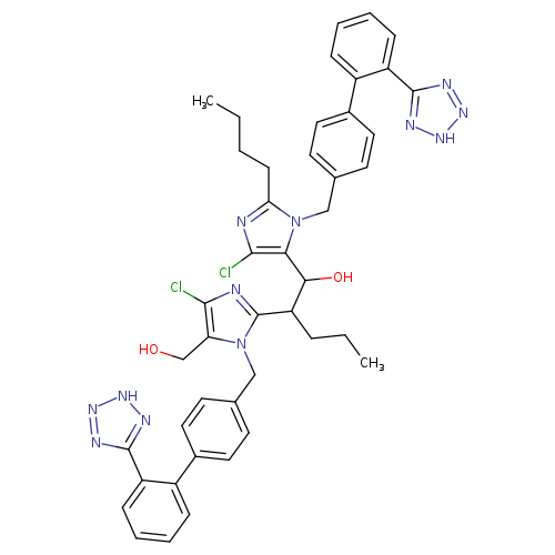 CCCCc1nc(c(n1Cc1ccc(cc1)c1ccccc1c1nn[nH]n1)C(C(c1nc(c(n1Cc1ccc(cc1)c1ccccc1c1nn[nH]n1)CO)Cl)CCC)O)Cl