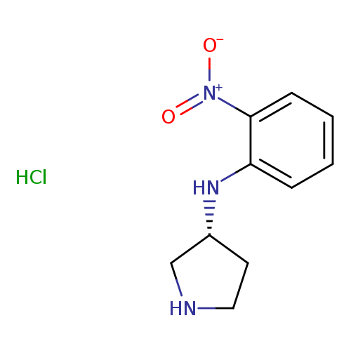 [O-][N+](=O)c1ccccc1N[C@H]1CNCC1.Cl