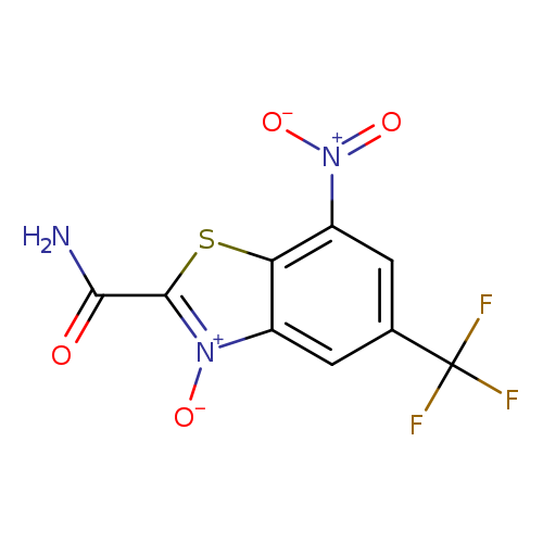 [O-][N+](=O)c1cc(cc2c1sc([n+]2[O-])C(=O)N)C(F)(F)F