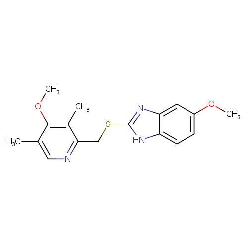 COc1ccc2c(c1)nc([nH]2)SCc1ncc(c(c1C)OC)C