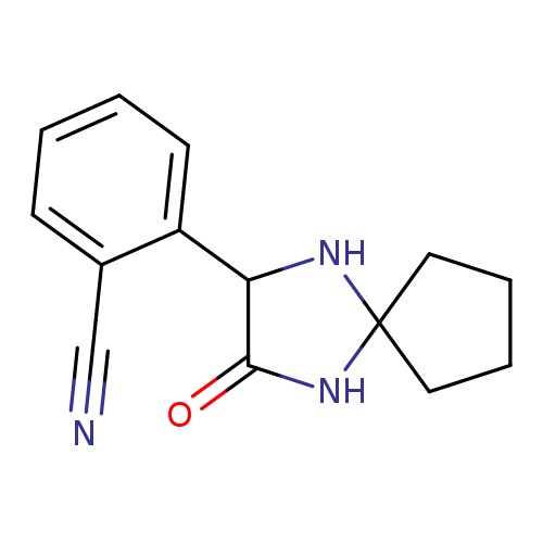 N#Cc1ccccc1C1NC2(NC1=O)CCCC2