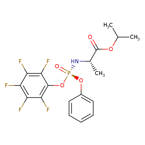 CC(OC(=O)[C@@H](N[P@@](=O)(Oc1c(F)c(F)c(c(c1F)F)F)Oc1ccccc1)C)C