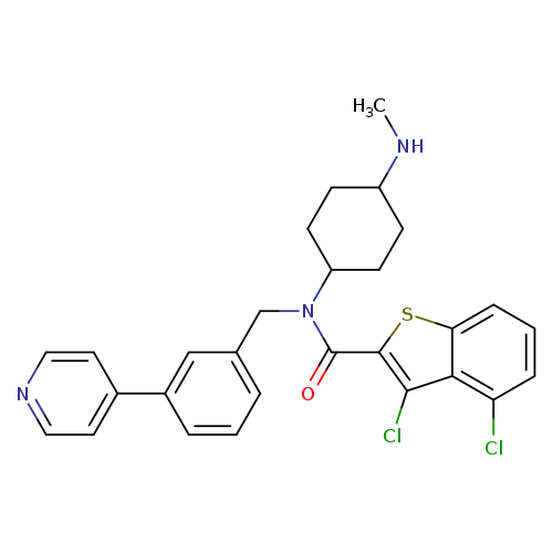 CNC1CCC(CC1)N(C(=O)c1sc2c(c1Cl)c(Cl)ccc2)Cc1cccc(c1)c1ccncc1