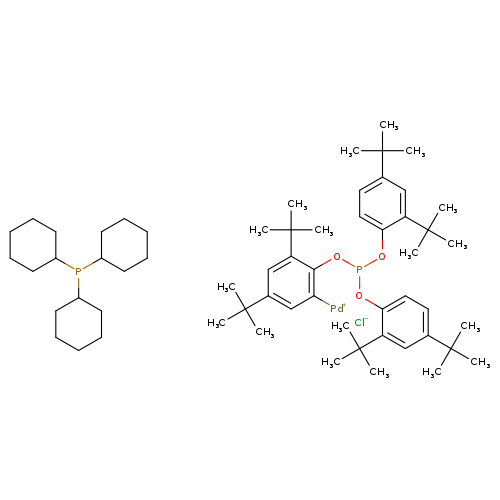 C1CCC(CC1)P(C1CCCCC1)C1CCCCC1.[Pd+]c1cc(cc(c1OP(Oc1ccc(cc1C(C)(C)C)C(C)(C)C)Oc1ccc(cc1C(C)(C)C)C(C)(C)C)C(C)(C)C)C(C)(C)C.[Cl-]