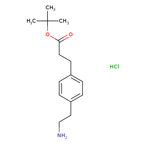 NCCc1ccc(cc1)CCC(=O)OC(C)(C)C.Cl