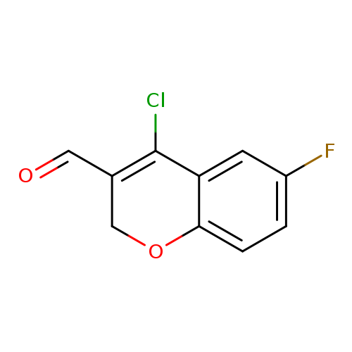 Fc1cc2C(=C(COc2cc1)C=O)Cl