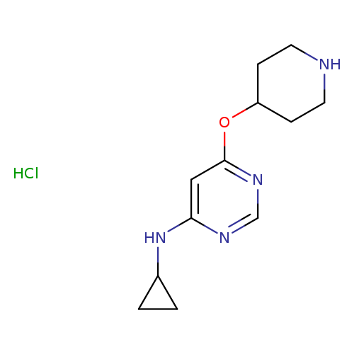 N1CCC(CC1)Oc1ncnc(c1)NC1CC1.Cl