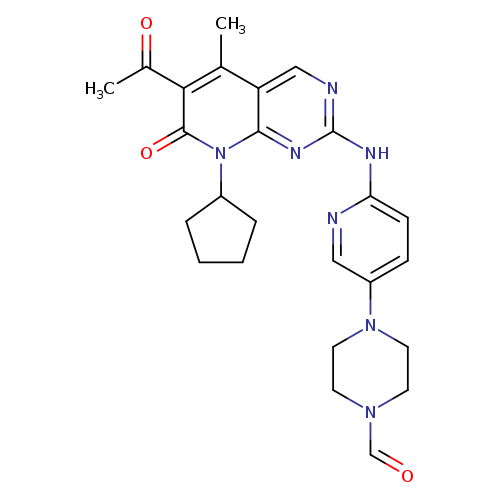 O=CN1CCN(CC1)c1ccc(nc1)Nc1ncc2c(n1)n(C1CCCC1)c(=O)c(c2C)C(=O)C