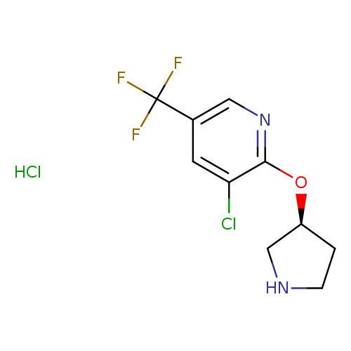 Clc1cc(cnc1O[C@@H]1CNCC1)C(F)(F)F.Cl