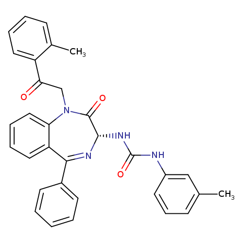 Cc1cccc(c1)NC(=O)N[C@@H]1N=C(c2ccccc2)c2c(N(C1=O)CC(=O)c1ccccc1C)cccc2